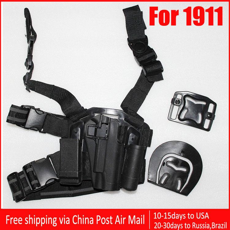 Brand New 1911 Tactical Puttee Thigh Belt Drop Leg Holster Pouch Pistol Black Free Shipping VIA Chinapost