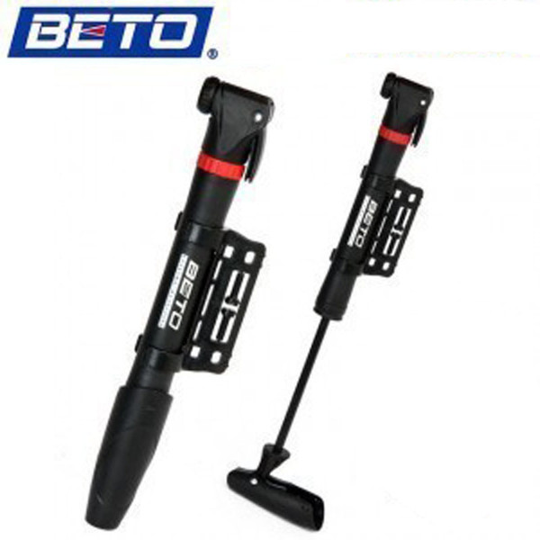 BETO High-end Bicycle Pump Mini Mountain Bike Portable High-pressure Inflator Hose Screw Type Inflatable Pump Black