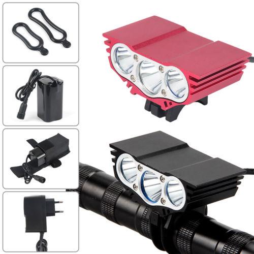 5000lumens Bicycle Light 3x XML T6 LED Bike Front Lamp Headlight 4 Modes Night Cycling Bike Headlamp+Battery +Charger