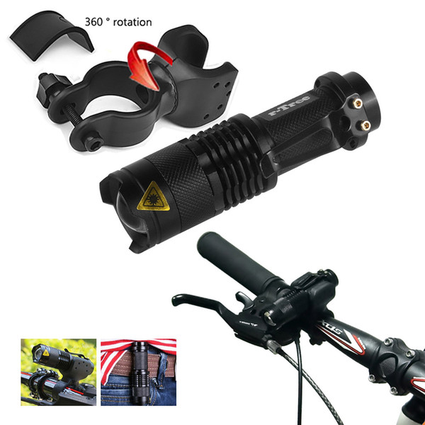 2000 lumens Q5 LED Bike Head Light Flashlight Bicycle Cycling Front Head Light Waterproof Zoom Mini Torch with 360° Mount Clip