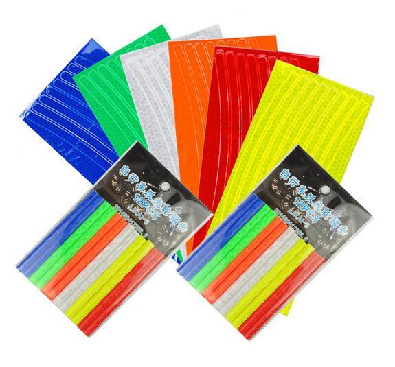 6PCS High Quality MTB Bike Bicycle Motorcycle Wheel Reflective Stickers Strip Decal Tape+24PCS wheel spoke reflector Safety Warm Light