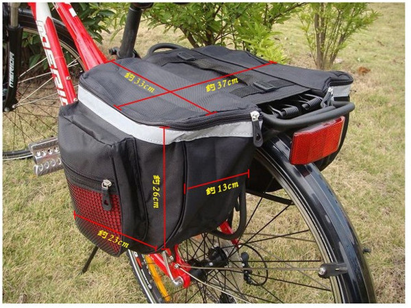 25L Waterproof Mountain Road Bicycle Bike Rack Back Rear Seat Tail Carrier Trunk Double Pannier Bag Back Rain Cover and Red