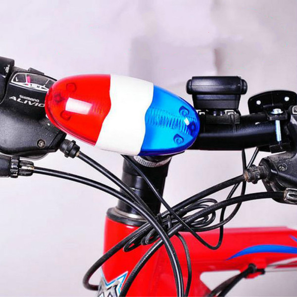 Waterproof Loud Cycling Electric Bicycle Horn Bike Bicycle Cycling 4 Sounds 6 LED Car Siren Electric Light Horn Bell