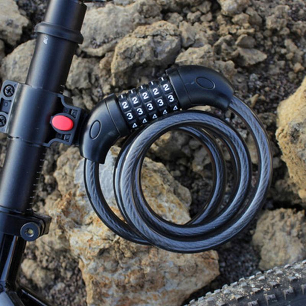 Bike Lock 5 Digit Code Combination Bicycle Security Lock 1200 mm x 12 mm Steel Cable Spiral Bike Cycling Bicycle Lock