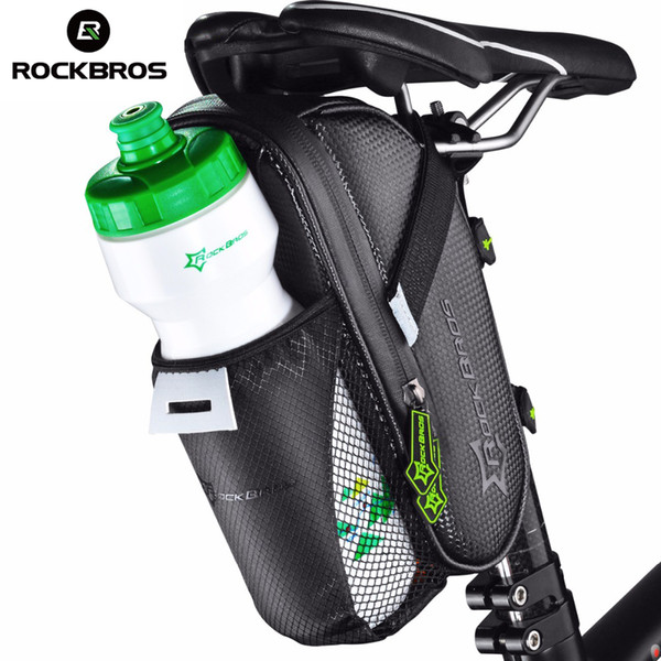 ROCKBROS Bicycle Saddle Bag With Water Bottle Pocket Waterproof MTB Bike Rear Bags Cycling Rear Seat Tail Bag Bike Accessories