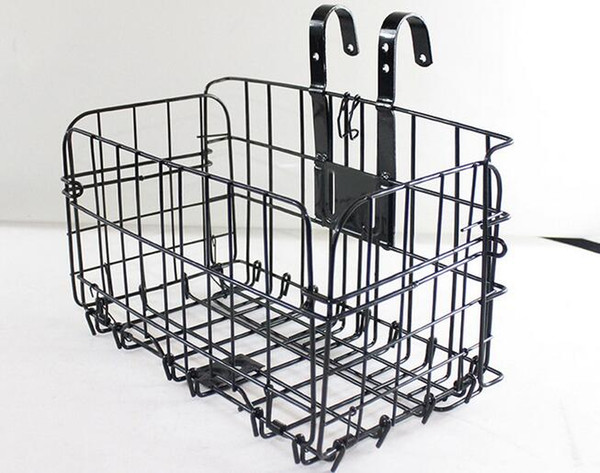 Bicycle car basket mountain bike shelf hanging basket with spring foldable bold wire car basket equipment