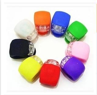 Silicone Bike Bicycle Cycling Head Front Rear Wheel LED Flash Bicycle Light Lamp black red white orange include the battery Free Shipping