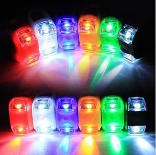 Silicone Bike Bicycle Cycling Head Front Rear Wheel LED Flash Bicycle Light Lamp black/red include the battery Free Shipping