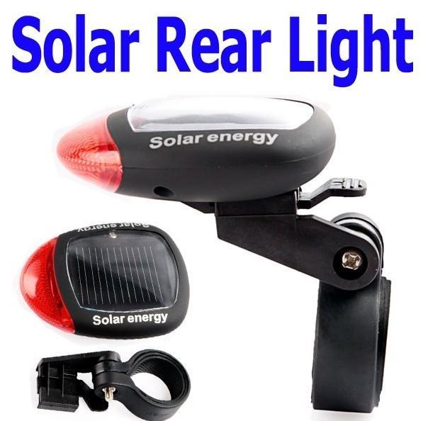 New arrival! 2 LED Solar Power Bike Bicycle LED Tail Rear Light Lamp LED warning light - Free Shipping