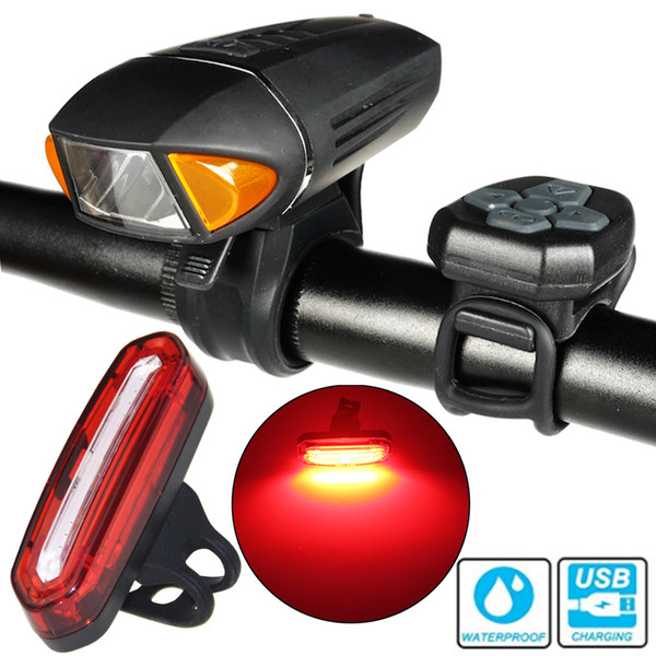 USB Bike Light Set Inteligent Wireless Remote Horn headlamp And Cycle Safty ReaTail Hight Power front lamp With Warn Speaker