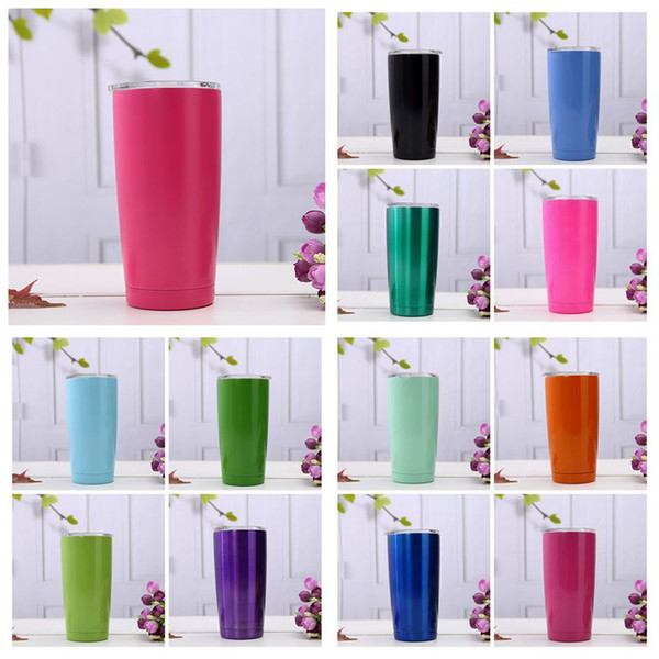 20oz Colorful Coffee Cups Stainless Steel Car Mugs Large Capacity Double Layer Water Bottle Travel Mugs With lid Car Cups CCA11609 20pcs