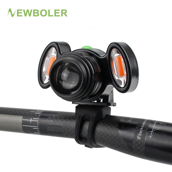 NEWBOLER Front Bike Headlight 1 XM-T6 + 2 COB LED Cycling Light Built-in Rechargeable Baery +Handlebar Mount + USB line