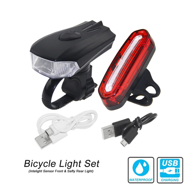 bike Light Set Front And Safty Rear Light USB Recharging Light with Standard clamp Inteligent Senor Riding Lamp