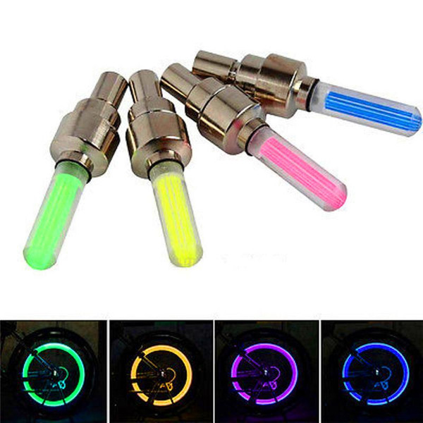 Bike Wheel Valve Cap Motorbicycle Wheel Tire Light Cycling LED Car Light Bike Wheel Lights 4 colors