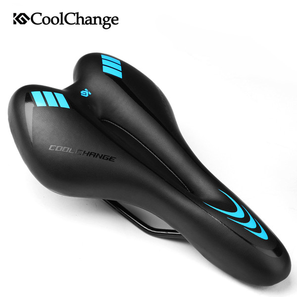 CoolChange Bicycle Saddle Cycling Mountain Road Bike Saddles GEL PVC Leather Bike Seat comfortable Thick Pad Bicycle Accessory