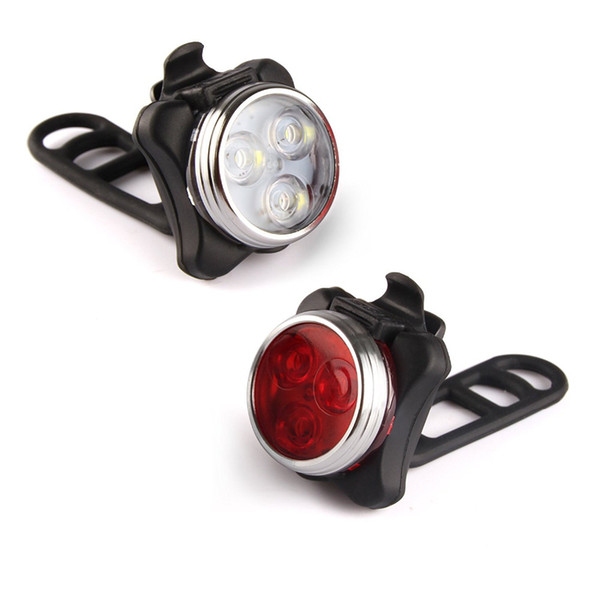 1 Pair USB Rechargeable Bike Light Set Super Bright Front Headlight and Free Rear LED Bicycle Light 650mah Safety Warning Lamp