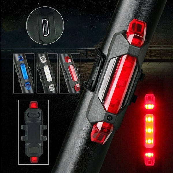 Portable Super Bright USB Rechargeable Bike Bicycle Tail Rear Safety Cycling Light Warning Taillight Lamp Free Shipping