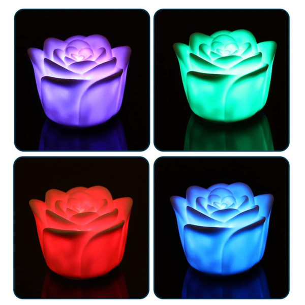 Changing 7 Colors Rose Flower LED Light Night Candle Light Lamp Romantic