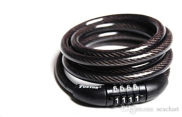 4 Digital Code Password Lock bicycle lock Coiled Combination Cable Bicycle Cable 1200mm Mountain Bicycle Lock Safety Accessories WS-61