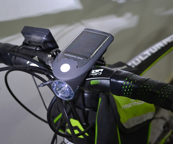 New 3W LED Solar Bicycle Headlights 360 Degrees USB Charging Bike Light with Color box Free DHL