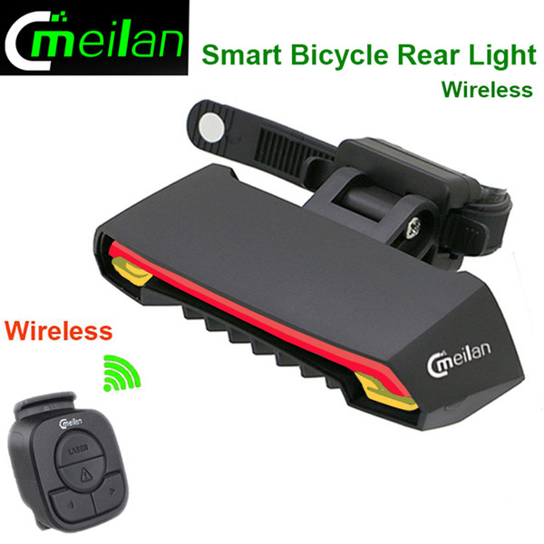 Meilan Smart Bicycle Light Bike Rear Remote Wireless Light Turn Signal LED Tail Light Laser Beam USB Chargeable Cycling