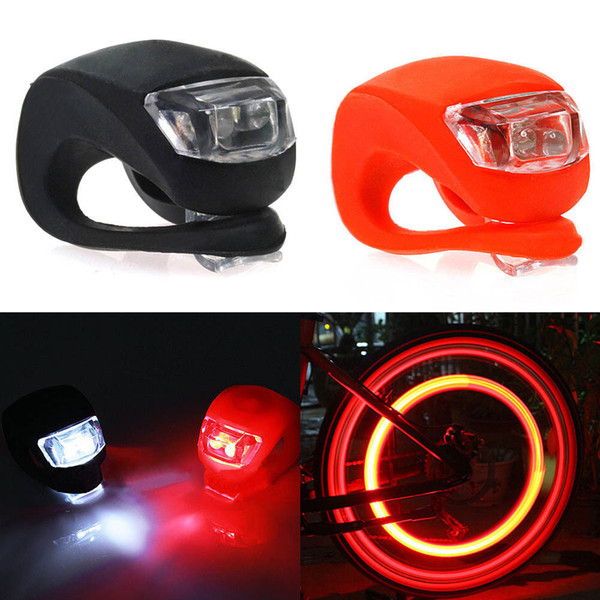 Wholesale LED Light SILICONE MOUNTAIN BIKE BICYCLE FRONT REAR LIGHTS SET CYCLE CLIP LIGHT