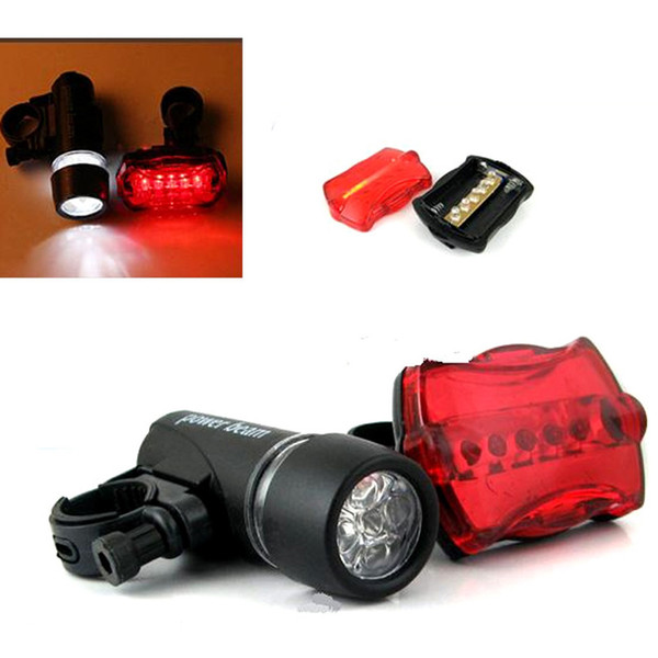 New Power Beam 5 LED Bike Bicycle Headlight Torch Lamp + Bicycle Tail Light F00288 SPDH