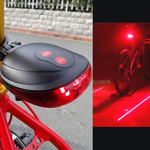 Cycling Bike Bicycle 5 LED Flash Safety Laser Beam Rear Tail Red Light F00143 SPDH