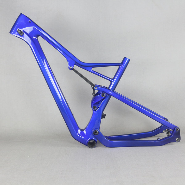 Metallic blue suspension frame 27.5er boost and 29er Boost MTB carbon bike frame XC 29er boost suspension frame