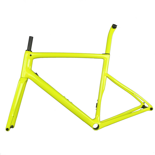 2020 Fluorescent yellow Flat Mount disc carbon road frame Bicycle Frameset T1000 New EPS technology disc carbon frame TT-X19