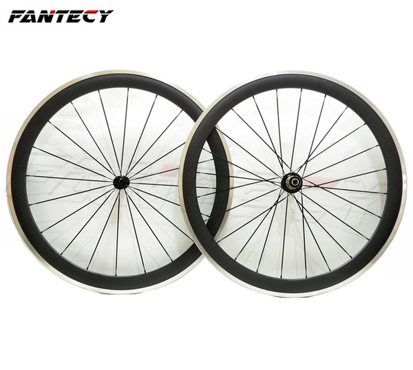 FANTECY Alloy Brake Surface wheels 50mm depth 23mm width Aluminum brake road bike carbon wheelset 3K matte finish with Powerway R13 hub