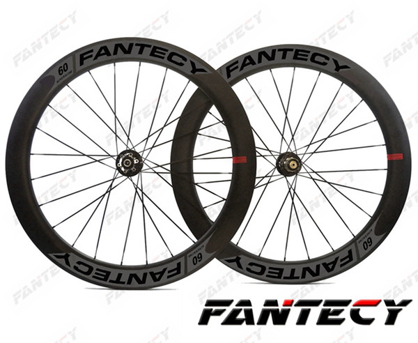 FANTECY road disc brake carbon wheels 700C 60mm depth 25mm width bike clincher/tubular Road Bicycle carbon wheels ,U-shape rim