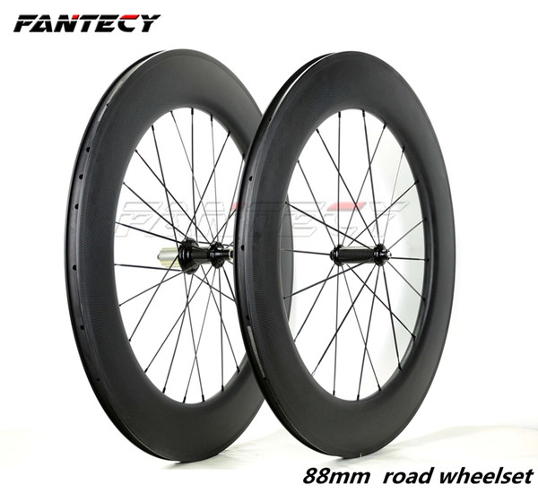 700C 88mm depth carbon wheels 25mm width road bike wheelset with powerway R36 Ceramic hubs with UD/3K matte finish Free shipping