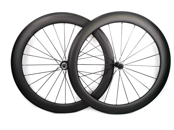 Free shipping 700C road bike carbon wheelset 60mm depth 25mm width clincher carbon wheels with Powerway R13 hubs, 3k matte finish