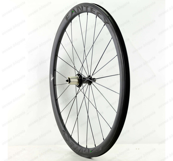 FANTECY! Freeshipping 700C 38mm depth road bike Full carbon wheel 25mm width Clincher bicycle carbon wheelset with Powerway R36 hub