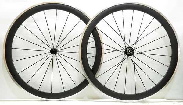 Free shipping Alloy Brake Surface carbon wheels 50mm depth 23mm width road bike carbon wheelset with Powerway R13 hub