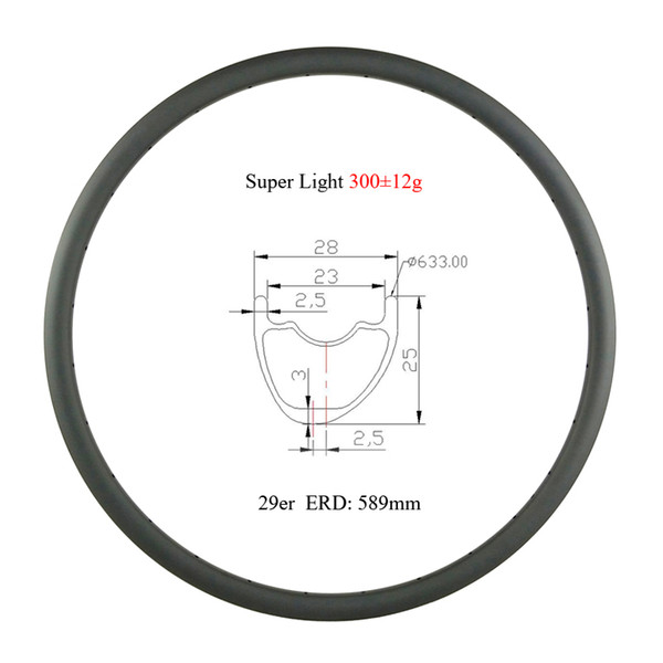 LIENGU Super light 300g 29er MTB XC 28mm asymmetry tubeless 25mm depth hookless carbon rim for 29 inch cross country mountain bike wheel