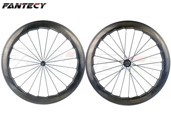 NSW 454 700C 58mm depth road bike 25mm width clincher dimple surface carbon wheels with Novatec271/372 wavy crow's feet wheelset