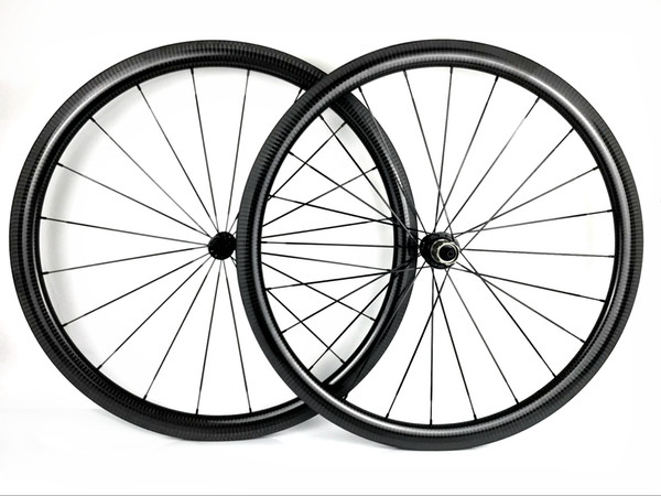 Urltra-Light 700C 38mm depth Carbon Wheels 25mm width Clincher Road bicycle wheelset with R13 Hubs 3K twill glossy finish free shipping