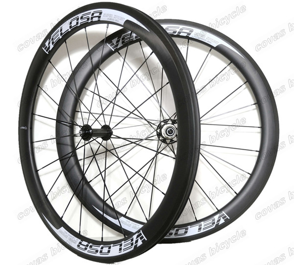 VELOSA! High quality Full carbon fiber 50mm depth Clincher/Tubular wheelset 700C 25mm width road bicycle carbon wheels U-shape rim