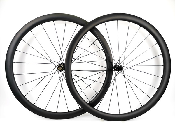 Full carbon fiber wheels 700C 38mm depth 25mm width Clincher/Tubular Road disc brake bike wheelset UD matte finish