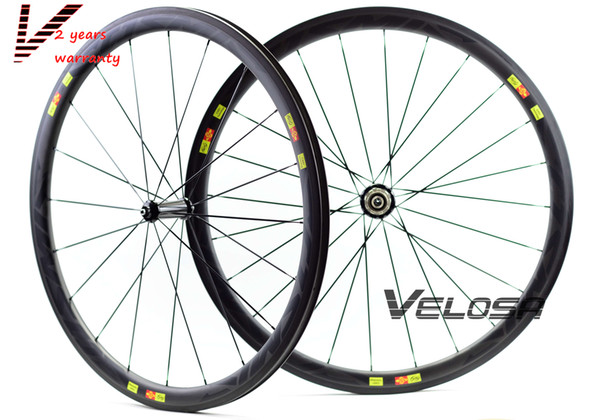 Outlet ! C0SMIC Full carbon bike wheelset, 38mm clincher tubular ,700C road bike carbon wheel free shipping