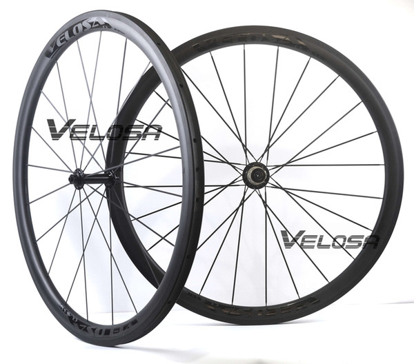 Velosa Race 30 black series road bike carbon wheelset,700C road bike wheel,38mm clincher/tubular,Ceramic bearings, super light