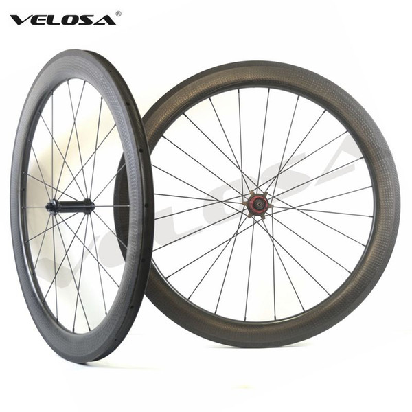 Velosa NSW 404 58mm dimple wheels,700C road bike carbon wheels,Showstopper brake track,clincher/tubular carbon wheelset