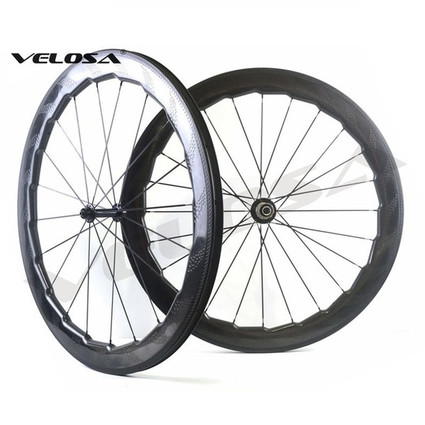 Velosa NSW 454 58mm dimple wheels,700C road bike carbon wheels,Showstopper brake track,clincher/tubular carbon wheelset