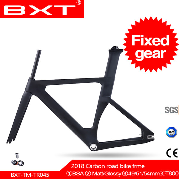 BXT 2019 new full carbon track frame with Fork seatpost T800 fixed gear Carbon Track Bike Frameset used for racing bike frame