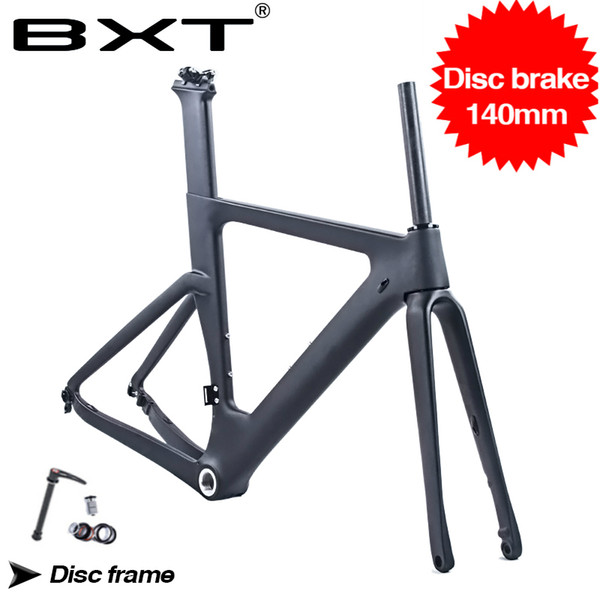 Free shipping carbon road bike frame with Fork 142X12mm 100X12mm thru axle disc brake 1-1/8 to 1-1/2 road bicycle frame BSA