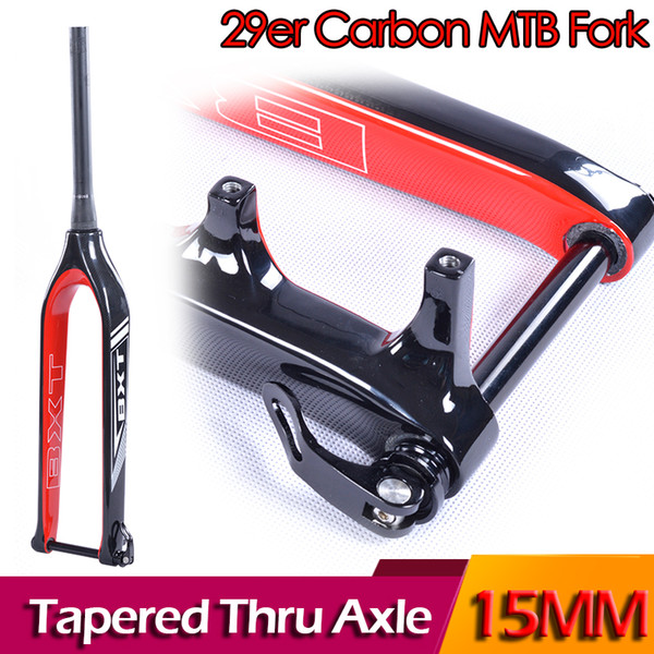 brand BXT Fork 29er mountain bike full carbon fiber fork 3k/ud Tapered Thru Axle 15mm bicycle Fork matt /glossy mtb c