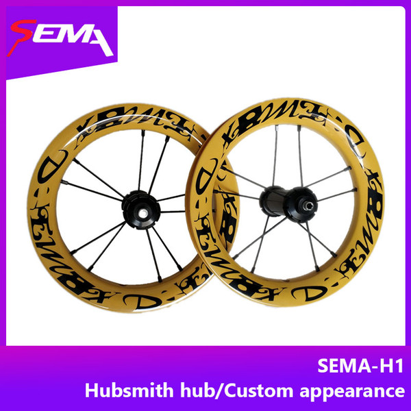 Hot Wheels SEMA 12 inch 203 full carbon wheelset with hubsmith hub ceramic bearing for Kids balance bike rainbow titanium spokes