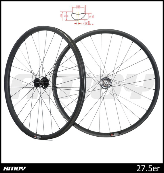 650B MTB AM enduro carbon wheels 35mm clincher tubeless straight pull wheelset front 20mm x 110mm rear 142mm 12mm